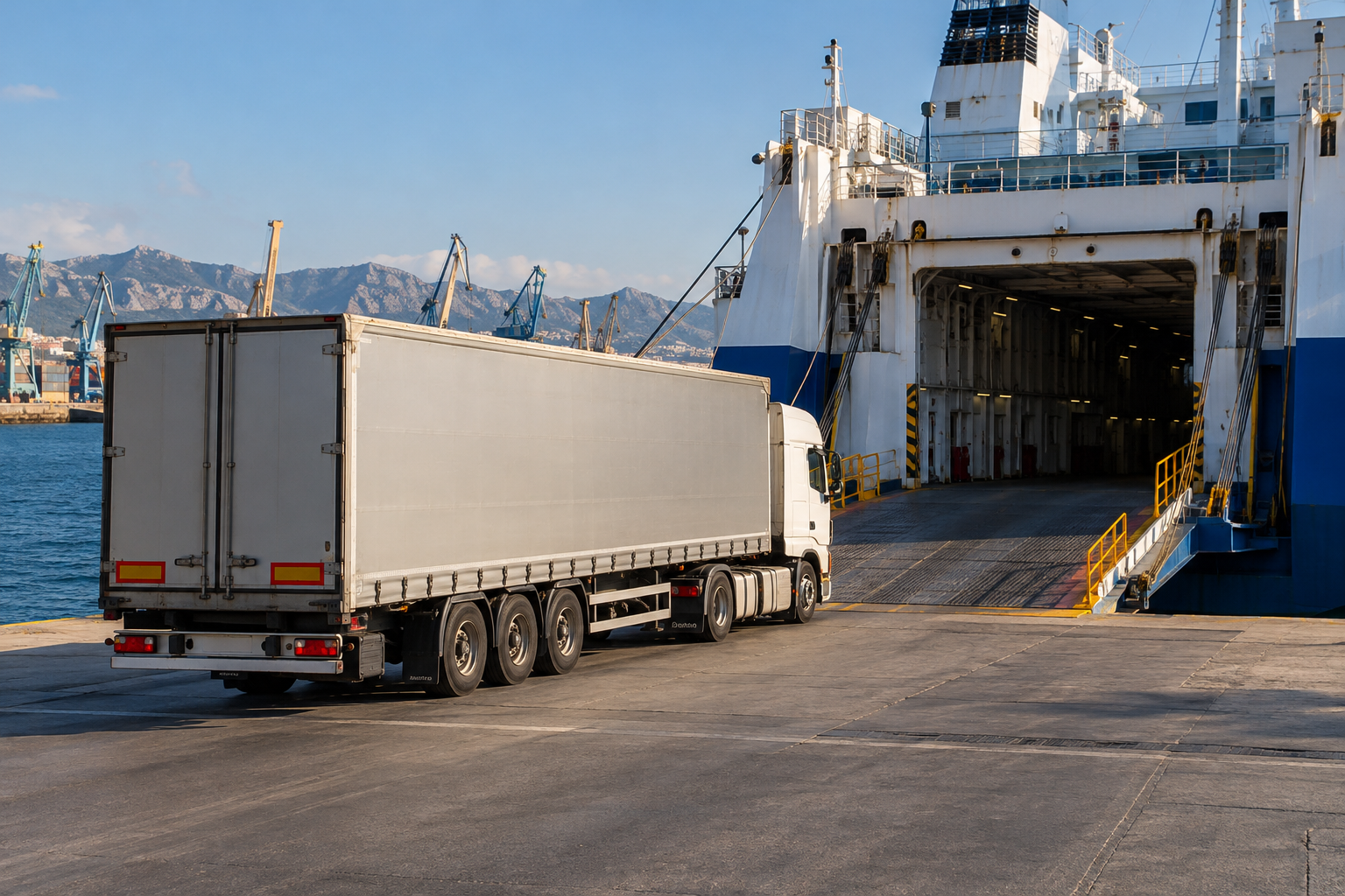 Esempio illustrativo di camion nell’area di imbarco di un traghetto